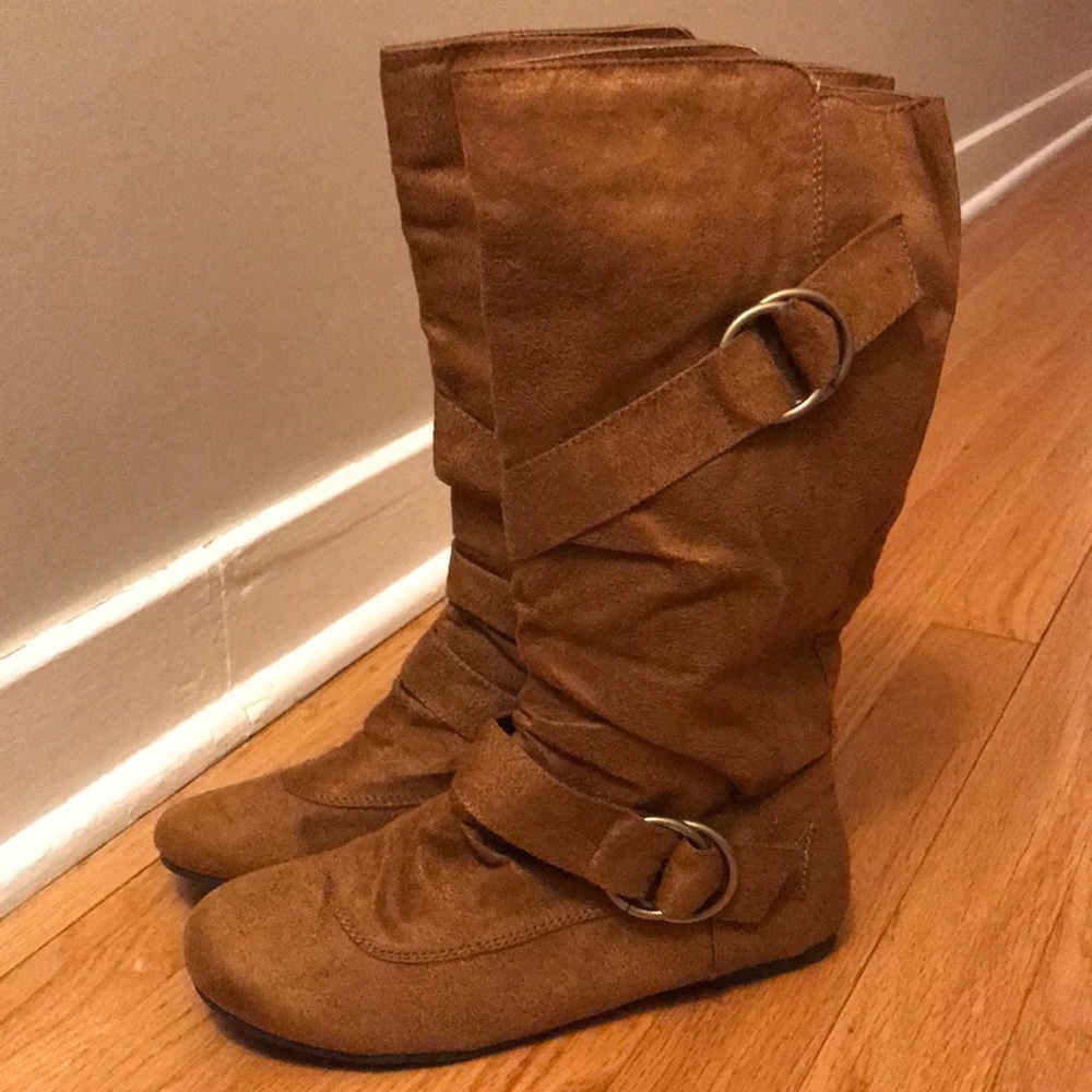 Soda Faux Suede Mid Calf Strappy Boots